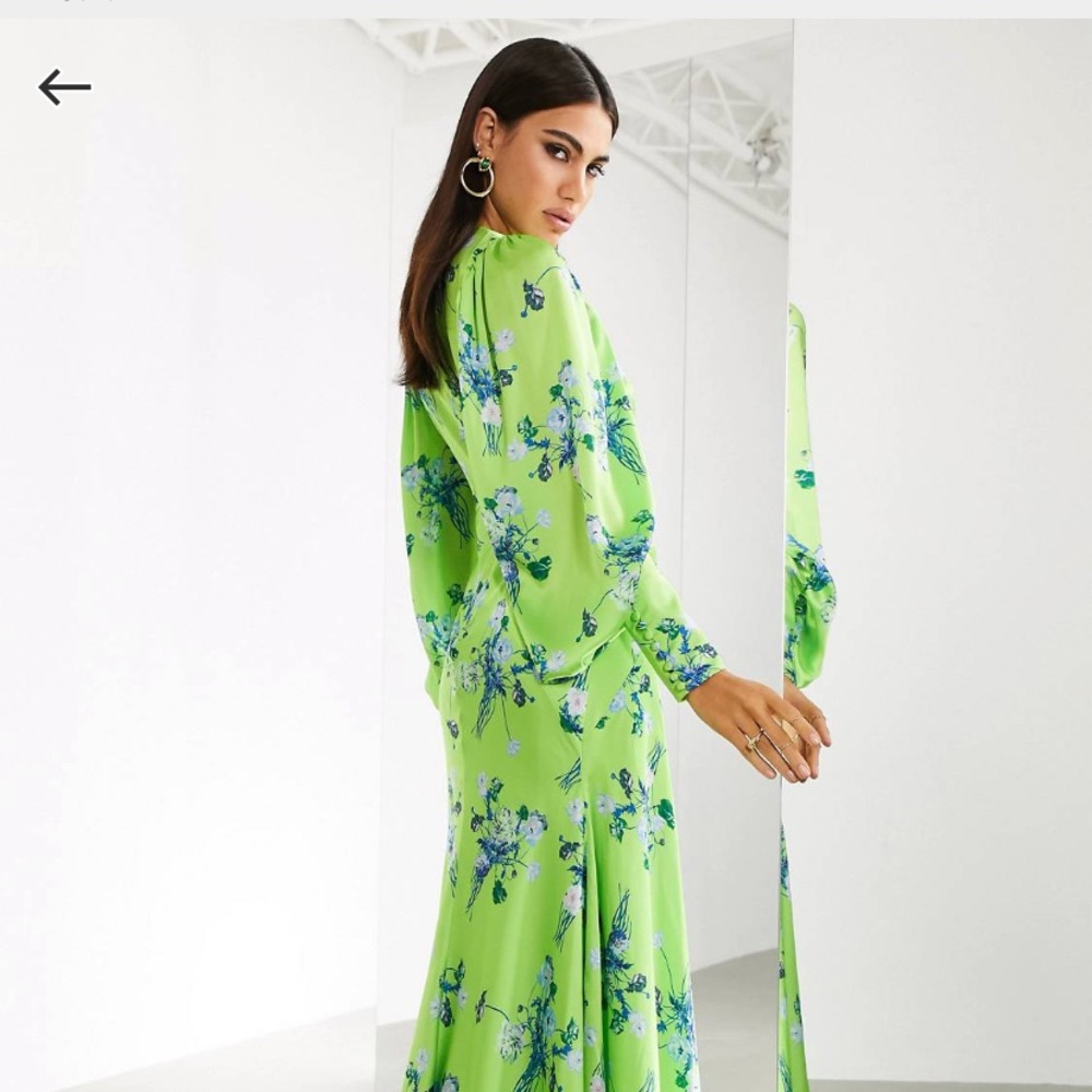 ASOS Lime Green Floral Maxi Dress